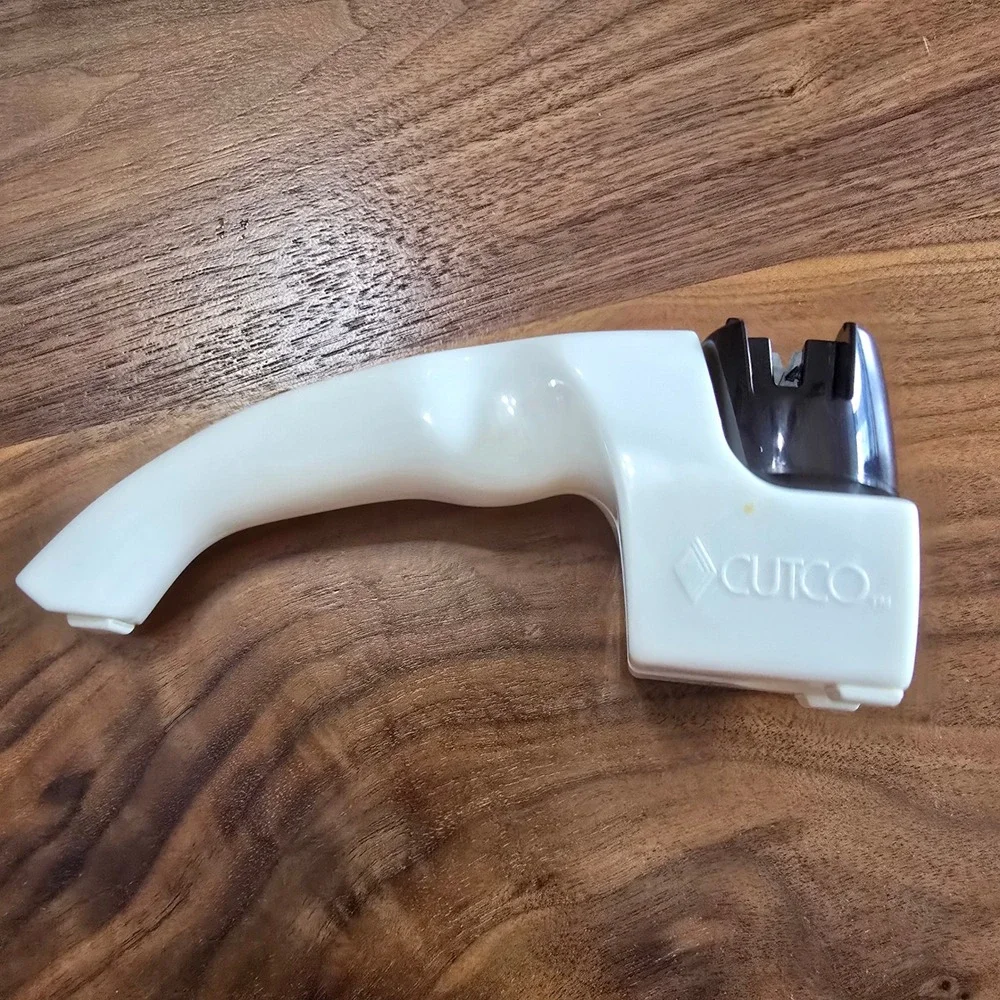 Cutco Knife Sharpener White Handheld Pull Through Kitchen Sharpener 80s Vintage